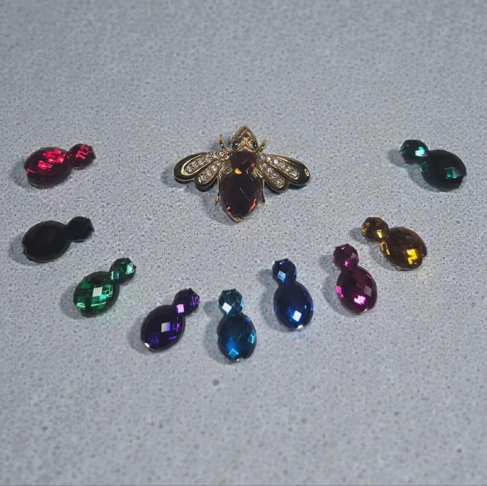 Joan Rivers Collection Bee Pin Brooch with Multi-color Interchangeable Gemstone